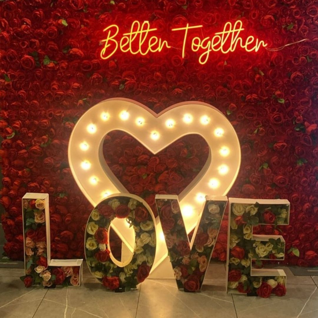 Heart Marquee Sign with Love
