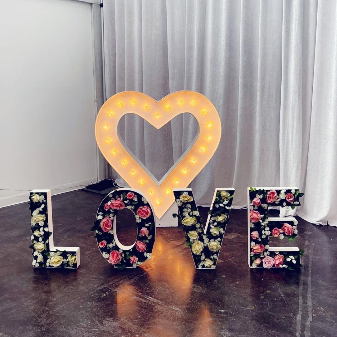 Heart Marquee Sign with Love letters