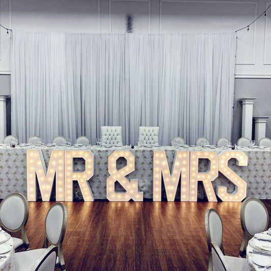 MR & MRS Marquee Letters with Lights
