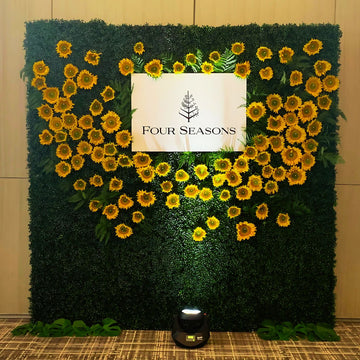 Green Boxwood Flower Wall