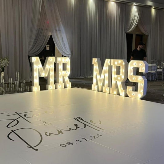 MR & MRS Marquee Letters with Lights